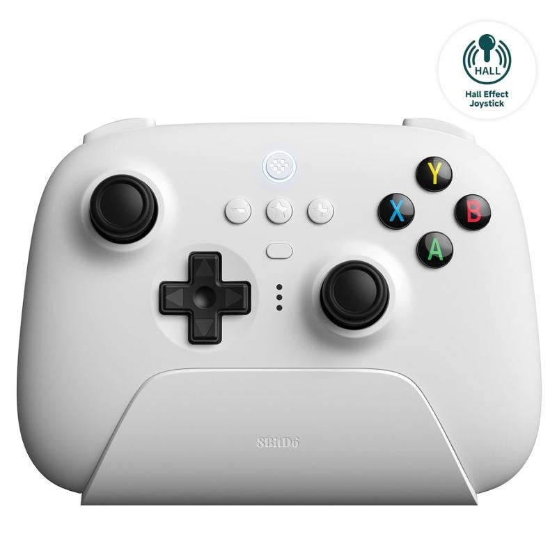 8Bitdo Ultimate 2.4G Wireless Controller, Hall Effect Joystick Update, Gaming Controller with Charging Dock for PC, Android, Steam Deck & Apple (White)