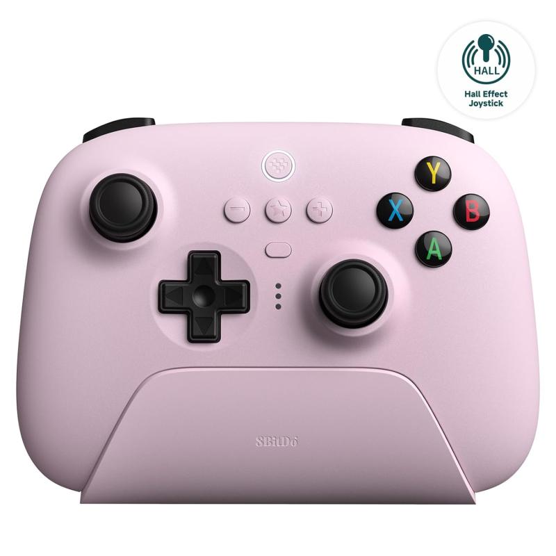 8Bitdo Ultimate Hall Effect 2.4G Controller ve Şarj Dock - Pastel Pink Windows, Android PC Ipad Uyumlu