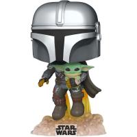 Funko Pop  Star Wars Mandalorian Mando Flying With Jet Baby Yoda  Figür No: 402