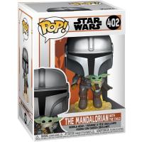 Funko Pop  Star Wars Mandalorian Mando Flying With Jet Baby Yoda  Figür No: 402