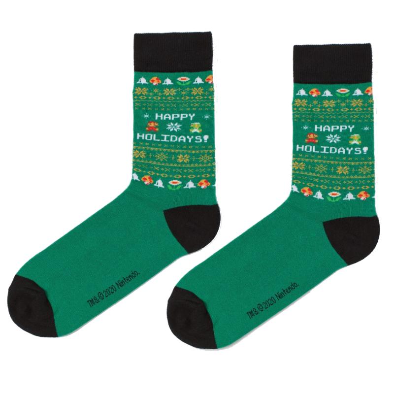Happy Holiday Mario Bros Yılbaşı Desenli Çorap Lisanslı