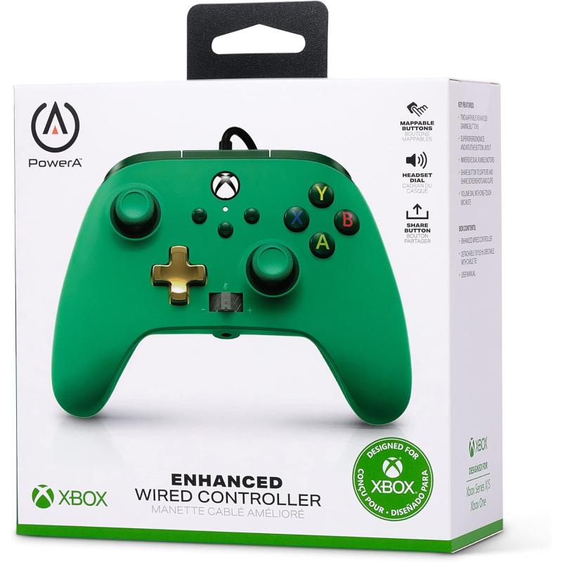 PowerA Xbox Kablolu Oyun Kolu Lisanslı Green Series X S Uyumlu